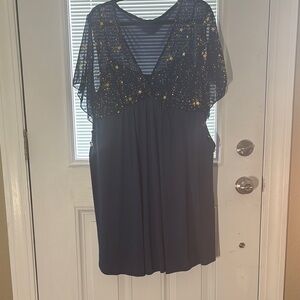Elegant Navy and Gold Starry Women's Top